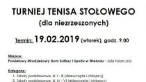 XVIII Powiatowy Feryjny Turniej Tenisa Stołowego dla niezrzeszonych