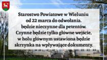 Starostwo Powiatowe w Wieluniu niedostępne od 22 marca